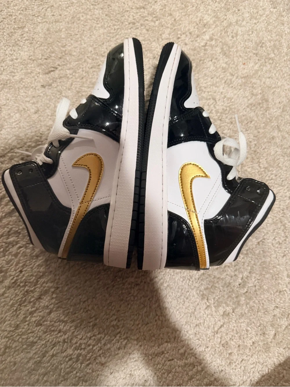 Jordan High-Top Sneakers - White Black Gold